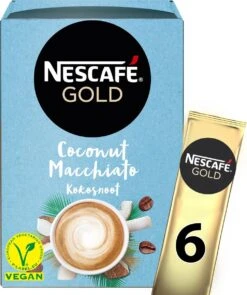 Nescafé Gold Coconut Macchiato Oploskoffie - 6 Doosjes à 6 Zakjes -Koffieserie Winkel 1005x1200