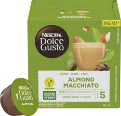 Nescafé Dolce Gusto Almond Macchiato Capsules - Vegan Koffie - 36 Koffiecups -Koffieserie Winkel 1200x1151