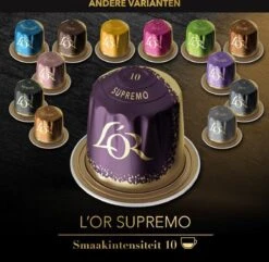 L'OR Espresso Supremo Koffiecups - Intensiteit 10/12 - 10 X 10 Capsules -Koffieserie Winkel 1200x1173 3