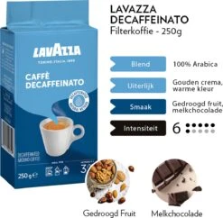 Lavazza Caffe Decaffeinato Filterkoffie - 250 Gram X8 -Koffieserie Winkel 1200x1177 2