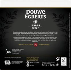 Douwe Egberts Lungo Decaf (6) - 10 X 20 Koffiecups -Koffieserie Winkel 1200x1186 1