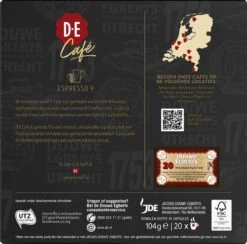 Douwe Egberts D.E Café Espresso Koffiecups - Intensiteit 9/12 - 10 X 20 Capsules -Koffieserie Winkel 1200x1186 3