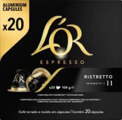 L'OR Espresso Ristretto Koffiecups - Intensiteit 11/12 - 10 X 20 Capsules -Koffieserie Winkel 1200x1187