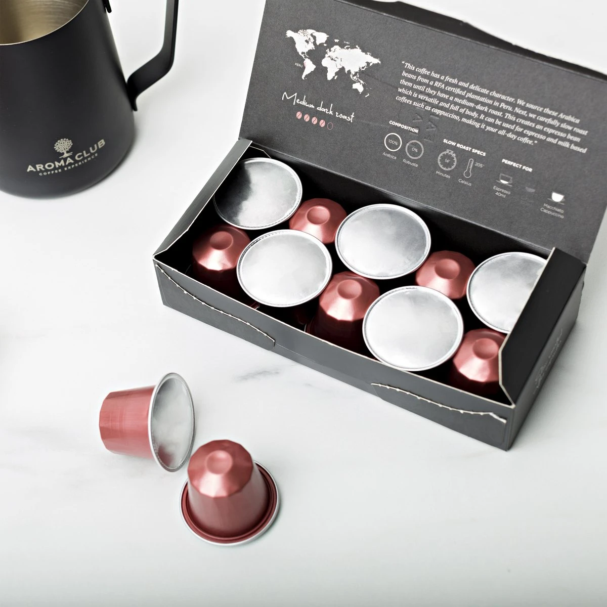 Aroma Club - Proefpakket Nespresso Compatible Capsules (100 St.) - 5 Smaken - Espresso & Lungo - 100% Aluminium Koffiecups 8 Aroma Club - Proefpakket Nespresso Compatible Capsules (100 St.) - 5 Smaken - Espresso & Lungo - 100% Aluminium Koffiecups - Afbeelding 6