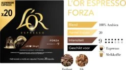 L'OR Espresso Forza Koffiecups - Intensiteit 9/12 - 10 X 20 Capsules -Koffieserie Winkel 1200x669