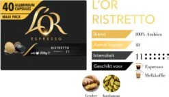 L'OR Espresso Ristretto Koffiecups - Intensiteit 11/12 - 4 X 40 Capsules -Koffieserie Winkel 1200x691 1