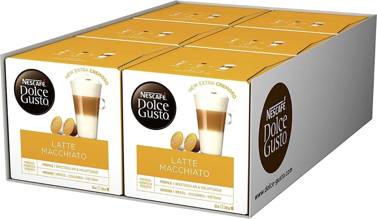 NESCAFÉ Dolce Gusto Latte Macchiato | 96 Koffiecups = 6 Doosjes Van 16 Cups 3 NESCAFÉ Dolce Gusto Latte Macchiato | 96 Koffiecups = 6 Doosjes Van 16 Cups