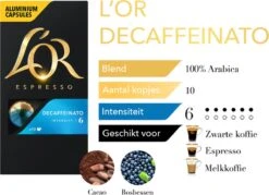 L'OR Espresso Decaffeinato Koffiecups - Intensiteit 6/12 - 10 X 10 Capsules -Koffieserie Winkel 1200x868