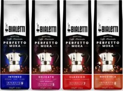 Bialetti Perfetto Moka Gemalen Koffie Proefpakket - 4 X 250 Gram - Classico, Intenso, Delicato En Nocciola