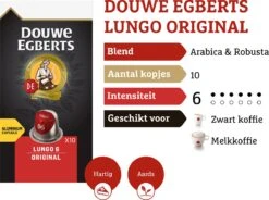 Douwe Egberts Lungo Original Koffiecups - Intensiteit 6/12 - 10 X 10 Capsules 14 Douwe Egberts Lungo Original Koffiecups - Intensiteit 6/12 - 10 X 10 Capsules -Koffieserie Winkel 1200x895 1