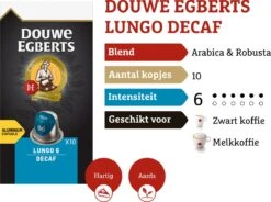 Douwe Egberts Lungo Decaf Koffiecups - Intensiteit 6/12 - 10 X 10 Capsules -Koffieserie Winkel 1200x895
