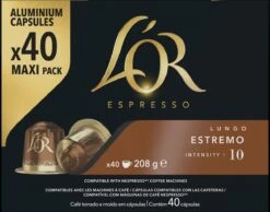 L'OR Lungo Estremo Koffiecups - Intensiteit 10/12 - 4 X 40 Capsules -Koffieserie Winkel 1200x942 2