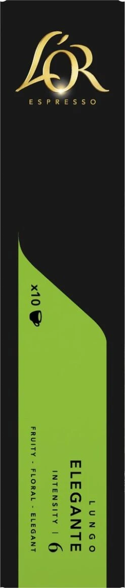 L'OR Lungo Elegante Koffiecups - Intensiteit 6/12 - 10 X 10 Capsules -Koffieserie Winkel 255x1200