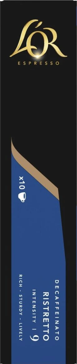 L'OR Espresso Ristretto Decaffeinato - Intensiteit 9/12 - 10 X 10 Capsules -Koffieserie Winkel 255x1200 9