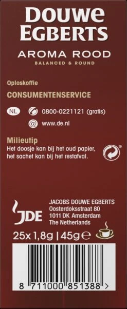 Douwe Egberts Aroma Rood Sticks Oploskoffie - 6 X 25 Zakjes -Koffieserie Winkel 492x1200