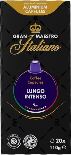 Gran Maestro Italiano - Lungo Intenso - Koffiecups - Nespresso Compatibel Capsules - Krachtige Smaak - 6 X 20 Cups -Koffieserie Winkel 550x1200 2