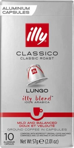 Illy Lungo Classico Koffiecups - Intensiteit 5/9 - 10 X 10 Capsules -Koffieserie Winkel 601x1200
