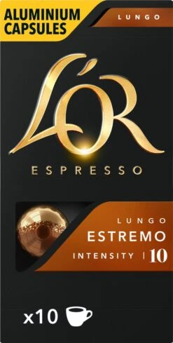 L'OR Lungo Estremo Koffiecups - Intensiteit 10/12 - 10 X 10 Capsules -Koffieserie Winkel 606x1200 4