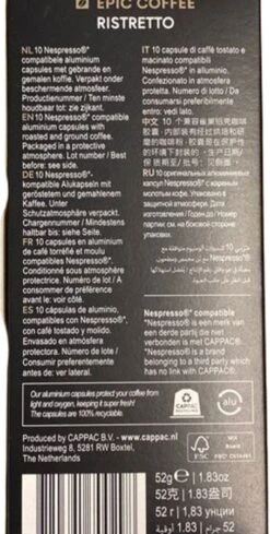 100 Capsules Epic Coffee - Ristretto - Nespresso® Compatible Aluminium Capsules - RFA Keurmerk - Doos 100 Stuks -Koffieserie Winkel 606x1200 7
