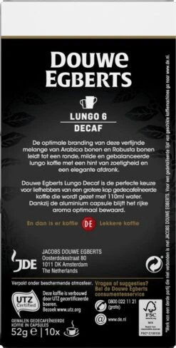 Douwe Egberts Lungo Decaf Koffiecups - Intensiteit 6/12 - 10 X 10 Capsules -Koffieserie Winkel 607x1200 3