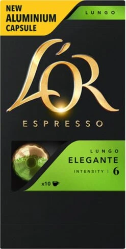 L'OR Lungo Elegante Koffiecups - Intensiteit 6/12 - 10 X 10 Capsules -Koffieserie Winkel 609x1200
