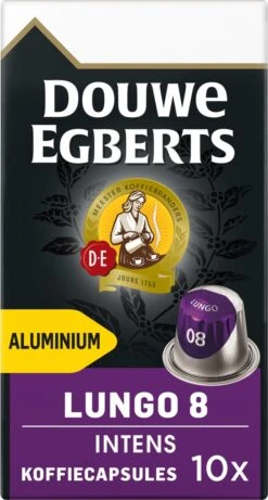 Douwe Egberts Lungo Intens Koffiecups - Intensiteit 8/12 - 10 X 10 Capsules -Koffieserie Winkel 643x1200