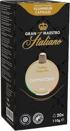 Gran Maestro Italiano - Cappuccino - Koffiecups - Nespresso Compatibel Capsules - Intense Smaak - 6 X 20 Cups -Koffieserie Winkel 644x1200