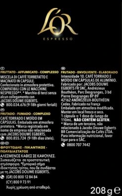 L'OR Lungo Estremo Koffiecups - Intensiteit 10/12 - 4 X 40 Capsules -Koffieserie Winkel 750x1200