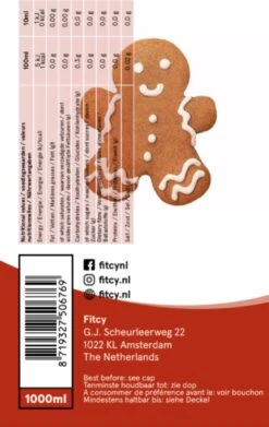 Fitcy | Koffiesiroop | Gingerbread | Barista Syrup | Zero | Vegan | Vetvrij | Suikervrij | Keto-vriendelijk | Koffie | Siroop | MET DOSEERPOMP | 1L -Koffieserie Winkel 759x1200