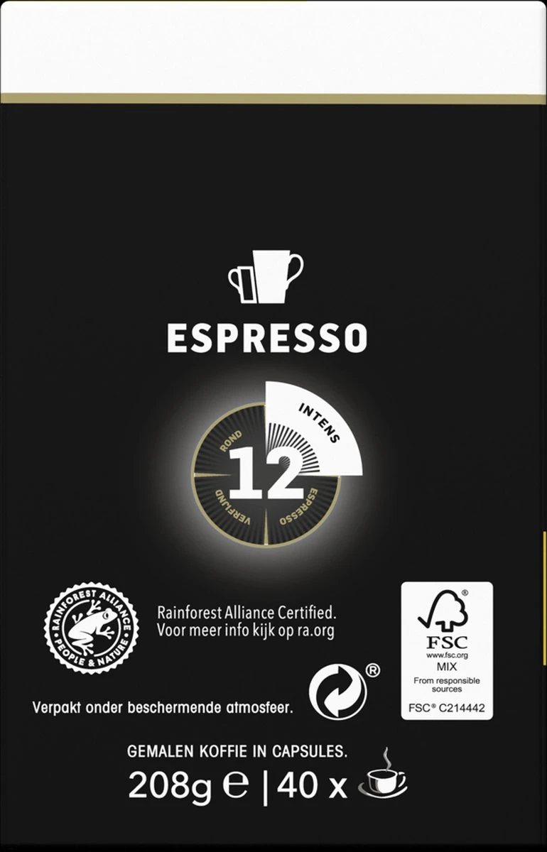 Douwe Egberts Espresso Ristretto Koffiecups (12) - 5 X 40 Koffiecups 7 Douwe Egberts Espresso Ristretto Koffiecups (12) - 5 X 40 Koffiecups - Afbeelding 5